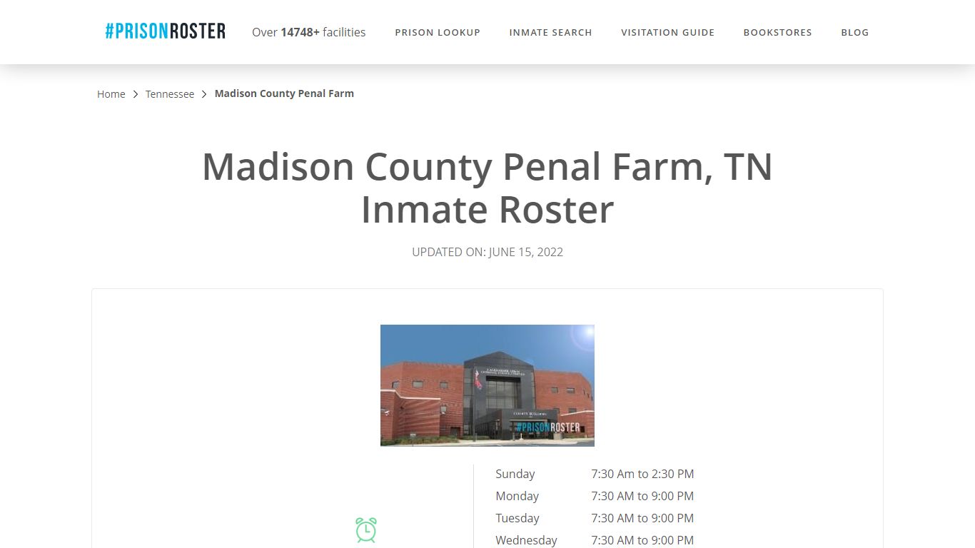 Madison County Penal Farm, TN Inmate Roster - Prisonroster